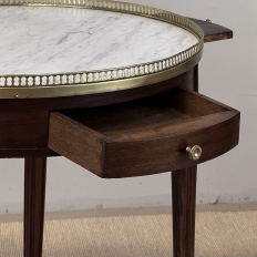 19th Century French Louis XVI Mahogany Marble Top Bouillotte Table