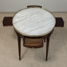 19th Century French Louis XVI Mahogany Marble Top Bouillotte Table