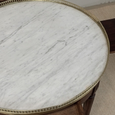 19th Century French Louis XVI Mahogany Marble Top Bouillotte Table