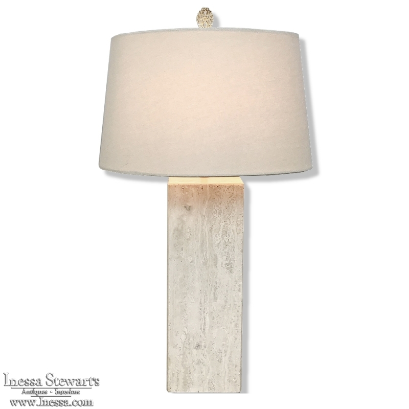 Mid-Century Travertine Table Lamp