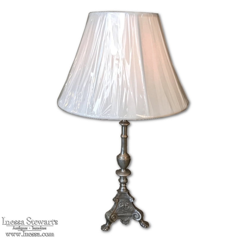 19th Century Pewter Candlestick Lamp ca. 1880