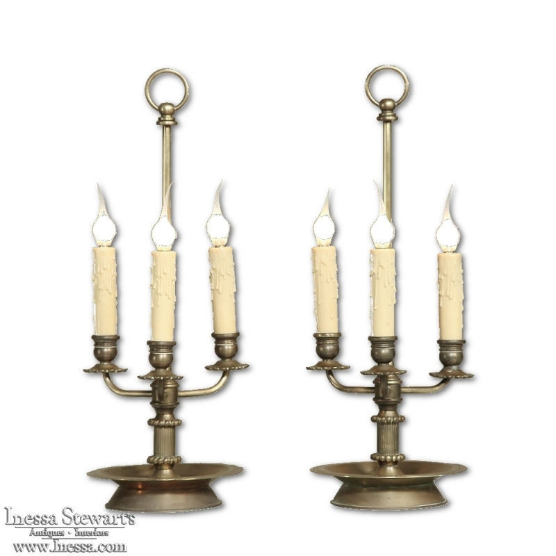PAIR Brass Triple Candlestick Lamps