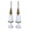 Pair 19th Century Milk Glass Oil Lantern Table Lamps
