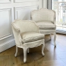 Pair Antique French Painted Louis XV Style Petite Boudoir Chairs
