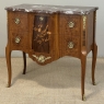 Antique French Louis XVI Marquetry Rouge Marble Top Commode