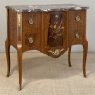 Antique French Louis XVI Marquetry Rouge Marble Top Commode