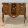 Antique French Louis XVI Marquetry Rouge Marble Top Commode