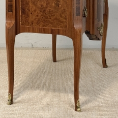 Antique French Louis XVI Marquetry Rouge Marble Top Commode
