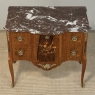 Antique French Louis XVI Marquetry Rouge Marble Top Commode