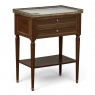 French Louis XVI Mahogany Carrara Marble Top End Table