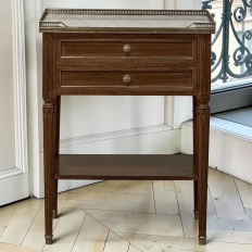 French Louis XVI Mahogany Carrara Marble Top End Table