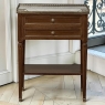 French Louis XVI Mahogany Carrara Marble Top End Table