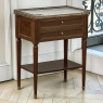 French Louis XVI Mahogany Carrara Marble Top End Table