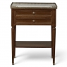French Louis XVI Mahogany Carrara Marble Top End Table