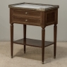 French Louis XVI Mahogany Carrara Marble Top End Table