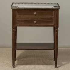 French Louis XVI Mahogany Carrara Marble Top End Table