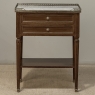 French Louis XVI Mahogany Carrara Marble Top End Table