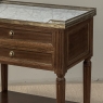 French Louis XVI Mahogany Carrara Marble Top End Table
