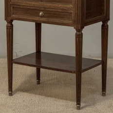 French Louis XVI Mahogany Carrara Marble Top End Table