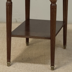 French Louis XVI Mahogany Carrara Marble Top End Table