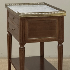 French Louis XVI Mahogany Carrara Marble Top End Table