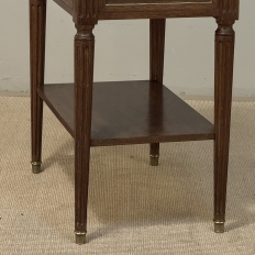 French Louis XVI Mahogany Carrara Marble Top End Table