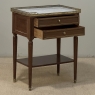 French Louis XVI Mahogany Carrara Marble Top End Table