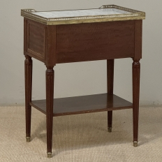 French Louis XVI Mahogany Carrara Marble Top End Table