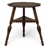 Antique English Nine Sided Carved Oak Spool Leg Occasional Table