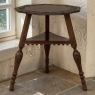 Antique English Nine Sided Carved Oak Spool Leg Occasional Table