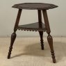 Antique English Nine Sided Carved Oak Spool Leg Occasional Table