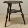 Antique English Nine Sided Carved Oak Spool Leg Occasional Table