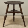 Antique English Nine Sided Carved Oak Spool Leg Occasional Table