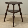 Antique English Nine Sided Carved Oak Spool Leg Occasional Table