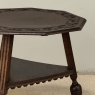 Antique English Nine Sided Carved Oak Spool Leg Occasional Table