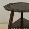 Antique English Nine Sided Carved Oak Spool Leg Occasional Table