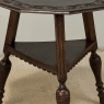Antique English Nine Sided Carved Oak Spool Leg Occasional Table