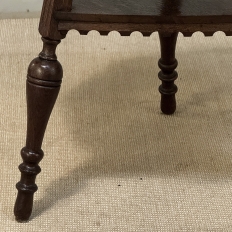 Antique English Nine Sided Carved Oak Spool Leg Occasional Table