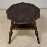 Antique English Nine Sided Carved Oak Spool Leg Occasional Table