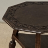 Antique English Nine Sided Carved Oak Spool Leg Occasional Table