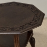 Antique English Nine Sided Carved Oak Spool Leg Occasional Table