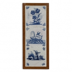 Framed Set of Three 18th Century Dutch Delft Blue and White Tiles