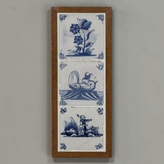 Framed Set of Three 18th Century Dutch Delft Blue and White Tiles