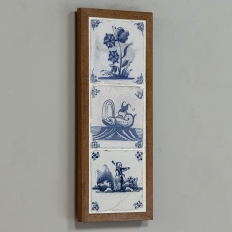 Framed Set of Three 18th Century Dutch Delft Blue and White Tiles