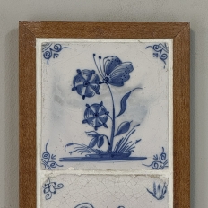 Framed Set of Three 18th Century Dutch Delft Blue and White Tiles