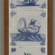 Framed Set of Three 18th Century Dutch Delft Blue and White Tiles