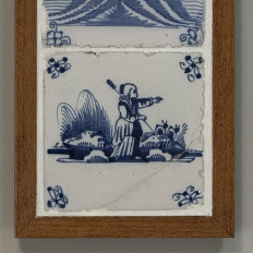 Framed Set of Three 18th Century Dutch Delft Blue and White Tiles
