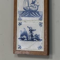 Framed Set of Three 18th Century Dutch Delft Blue and White Tiles