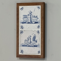 Framed Pair of 18th Century Dutch Delft Blue and White Tiles