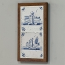Framed Pair of 18th Century Dutch Delft Blue and White Tiles